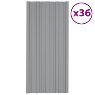 Berkfield Home Roof Panels 36 pcs Galvanised Steel Grey 100x45 cm