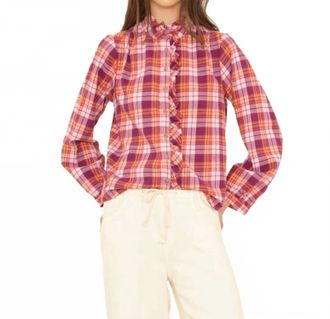 Xirena Plaid Nicholson Shirt In Pink Orange Plaid