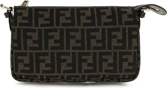 Fendi Womens All-Over Monogram Jacquard Shoulder Bag Tab.mr+ebano Polyester; Cotton
