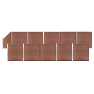 vidaXL Vidaxl - Set De Valla 10 Cuadradas + 1 Oblicua Wpc Marr&oacute;n 1830x186 Cm