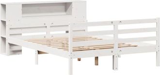 vidaXL Bookcase Bed without Mattress White 140x200 cm Solid Wood Pine vidaXL