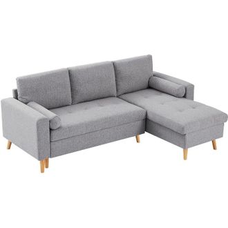 Vente-Unique Vente-unique - Divano letto angolare reversibile con contenitore in Tessuto Grigio - kori