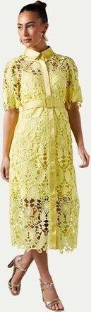 Coast Lace Short Sleeve Shirt Dress in Yellow at Nordstrom, Size 10