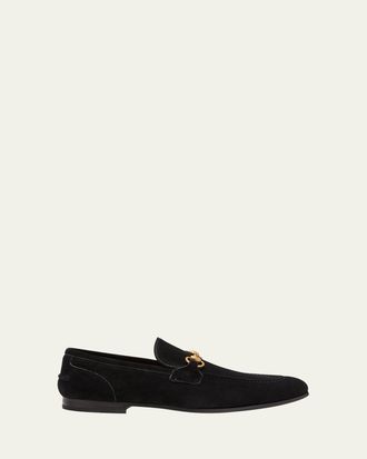 Gucci Mens Jordaan Suede Bit Loafers
