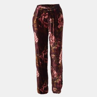 F.R.S. For Restless Sleepers F. r.s For Restless Sleepers Burgundy Floral Print Velvet Pants
