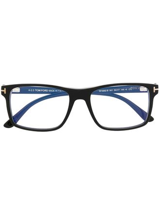 Tom Ford Eyewear Magnetic blue-block rectangular glasses - Black