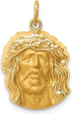 Diamond2Deal 14k Yellow Gold Hollow Polished and Satin Medium Jesus Medal