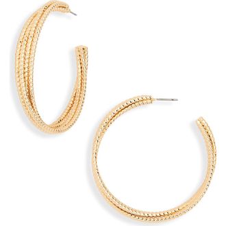 Nordstrom Rack Textured Four Row Hoop Earrings in Gold at Nordstrom Rack