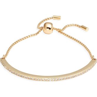 Nordstrom Cubic Zirconia Adjustable Tennis Bracelet in Clear- Gold at Nordstrom