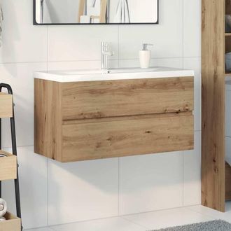Berkfield Home Sink Cabinet with Built-in Basin & Faucet Artisan Oak in Brown
