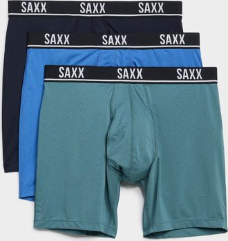 Saxx Mens 6 solid micro-perforated boxer briefs ESSENTIAL PERFORMANCE MESH 3-pack