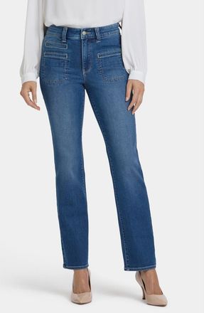 NYDJ Marilyn Utility Pocket Straight Jeans in Romantic Indigo at Nordstrom, Size 10P