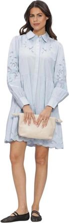 Y.A.S Yaszimia LS Shirt Dress - Dames - Shirt Kleedjes - Blauw - M - Kleedjes