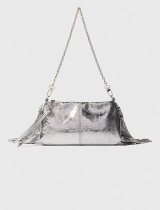 Maje Miss M Leather Clutch Bag - Silver - Maje