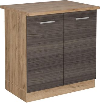 Vicco Armario Bajo Para Fregadero R-line, Gris Noble, 80 Cm, Et Roble