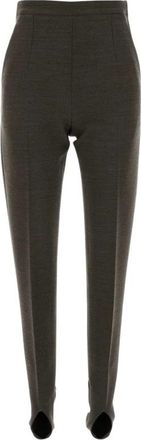 Jil Sander Modieuze Pantalon van Wolmix met Stretch - Dames - Slim Fit Broeken - Bruin - L - Wol - Broeken
