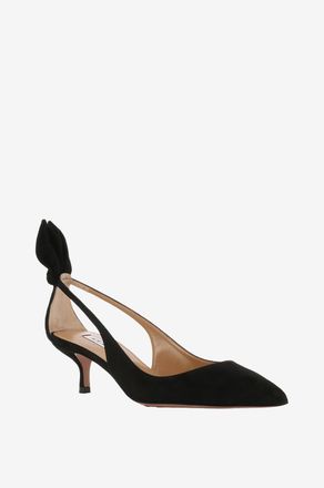 Aquazzura Kittenheel-Slingback-Pumps aus Wildleder Bow Tie 50