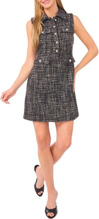 Ted Baker Sleeveless Button Front Tweed Dress in Charcoal at Nordstrom, Size 6