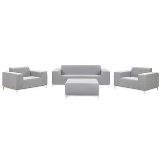 Beliani Conjunto De Jard&iacute;n 5 Plazas De Poli&eacute;ster Gris Claro Blanco Patas Metal Rovigo