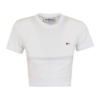 Fiorucci T-Shirts, female, White, Size: XS Angels Patch Cropped T-Shirt