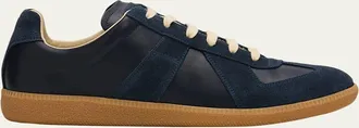 Maison Margiela Mens Replica Leather Low-Top Sneakers