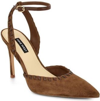 Nine West Kenedy Ankle Strap Pump in Medium Brown at Nordstrom, Size 10.5