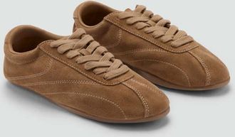 Mango Sneaker pelle inserto contrasto sabbia - Donna - 35 - MANGO