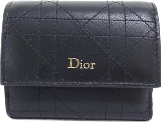 Dior Black Leather Wallet (Tri-Fold) (Pre-Owned)