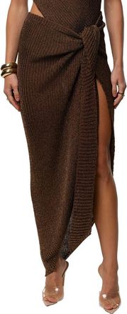 JLUXLABEL Hazel Metallic Knit Maxi Skirt in Brown at Nordstrom, Size Medium