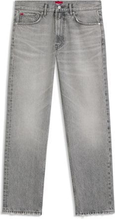 HUGO BOSS Grey regular-fit jeans in stonewashed denim