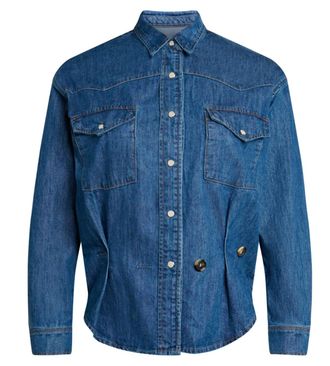 A.W.A.K.E. A.W.A.K.E. Mode Blue Long-Sleeve Denim Shirt Size S