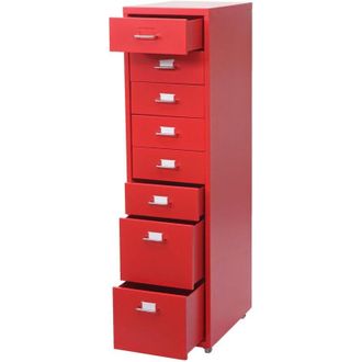 Hhg Non utilizzato] Cassettiera classificatore ufficio mobile Boston T851 con ruote 8 cassetti 110x28x41cm rosso