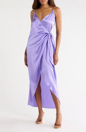 L'agence Amilia Silk Wrap Maxi Dress in Electric Purple at Nordstrom Rack, Size 18Regular