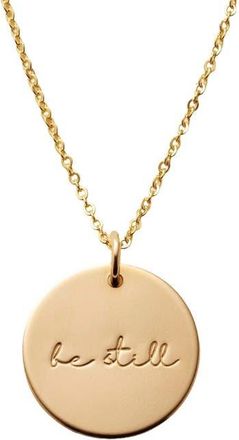 Made by Mary Pause Collection Disc Necklace in Gold Filled - Be Still at Nordstrom