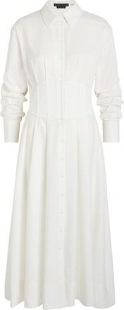 Alice & Olivia Edie Corset Jersey Midi Shirt Dress - White - 12 (UK16 / XL)