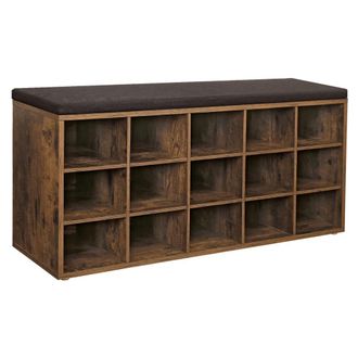 Vasagle Banco zapatero de 30 x 105 x 48 cm de color marr&oacute;n r&uacute;stico y marr&oacute;n