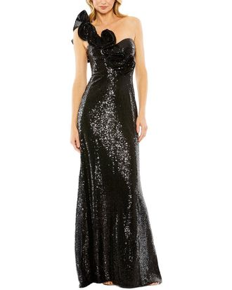 Mac Duggal Sequin Ruffled One Shoulder Gown
