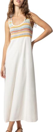 Lilla P Womens Crochet Insert Maxi Dress In White Multi