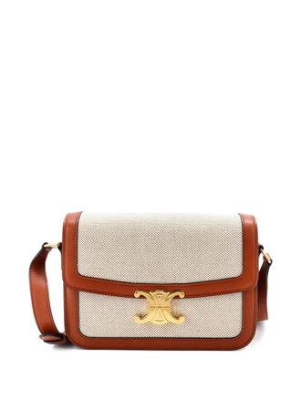 Celine Triomphe Shoulder Bag Canvas with Leather Medium crossbody bag - Toni neutri