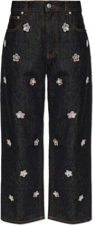Marni Jeans met bloemenapplicatie - Dames - Cropped Jeans - Blauw - XS - Katoen - Jeans