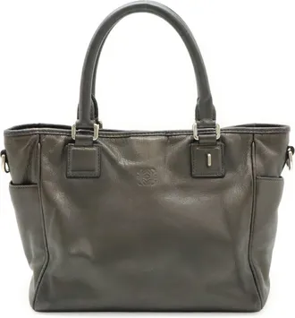 Loewe Gray Leather Handbag Tote Bag (Pre-Owned)