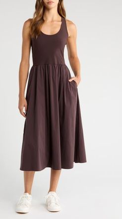 Sweaty Betty Explorer Rib Bodice Racerback Dress in Sable Brow at Nordstrom, Size X-Large