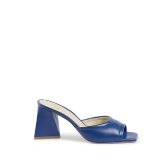 19V69 Heeled Mules, female, Blue, 4 UK, Blue Leather Square Toe Mules