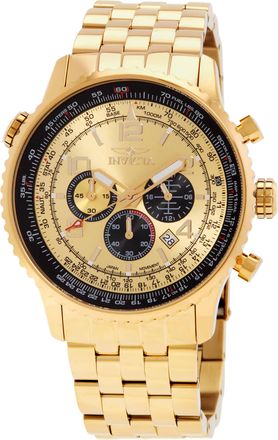 Invicta Aviator Chronograph GMT Quartz Gold Dial Mens Watch 49081
