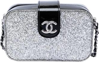 Chanel Pre-owned Glitter Patent Crossbody Bag - Dames - Vintage Schoudertas - Grijs - ONE Size - Leer - Vintage