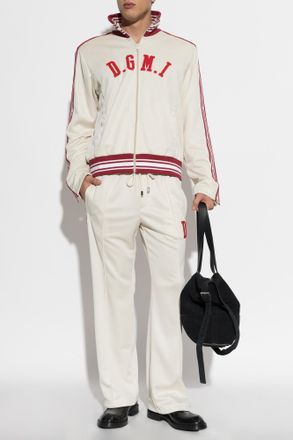 Dolce & Gabbana Zip-up Stand-collar Sweatshirt, Mens, White