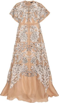 Biyan long empire dress - women - Polyester/Silk/Silk/Metallized Polyester - S - Neutrals