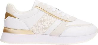 Tommy Hilfiger Schoenen, Dames, Wit, 37 EU, Leer, Monogram Runner Sneakers