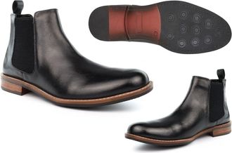 Generic Mens Real Leather Boots Mens Pull On Boots Size 6 Boys Boot Size 12 Chelsea Boot Leather Upper Pull On Sizes 6-12 Black 12 UK