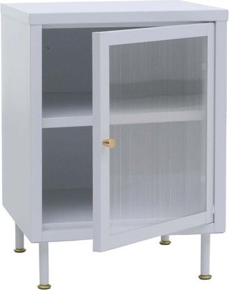 Hhg Mesita De Noche Hhg-435, Mesita Auxiliar, Armario, Compartimentos De Almacenamiento Industriales De Metal Y Cristal De Ca&ntilde;a, 55 X 41 X 41 Cm, Negro